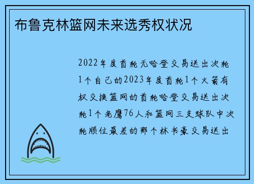 布鲁克林篮网未来选秀权状况